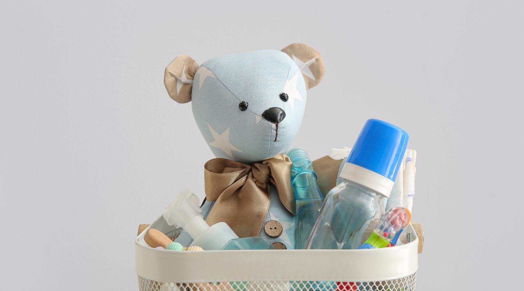 Baby Gift Basket with Teddy Bear