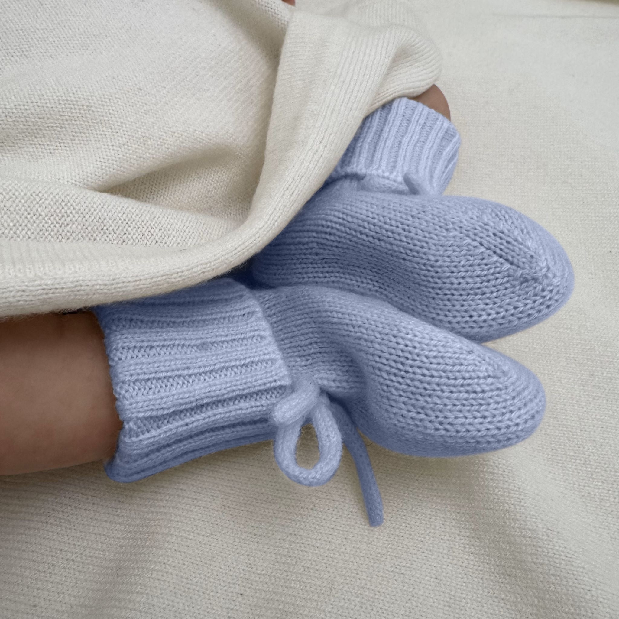 'Stepping Out in Style' Cashmere Baby Beanie & Booties (Blue)