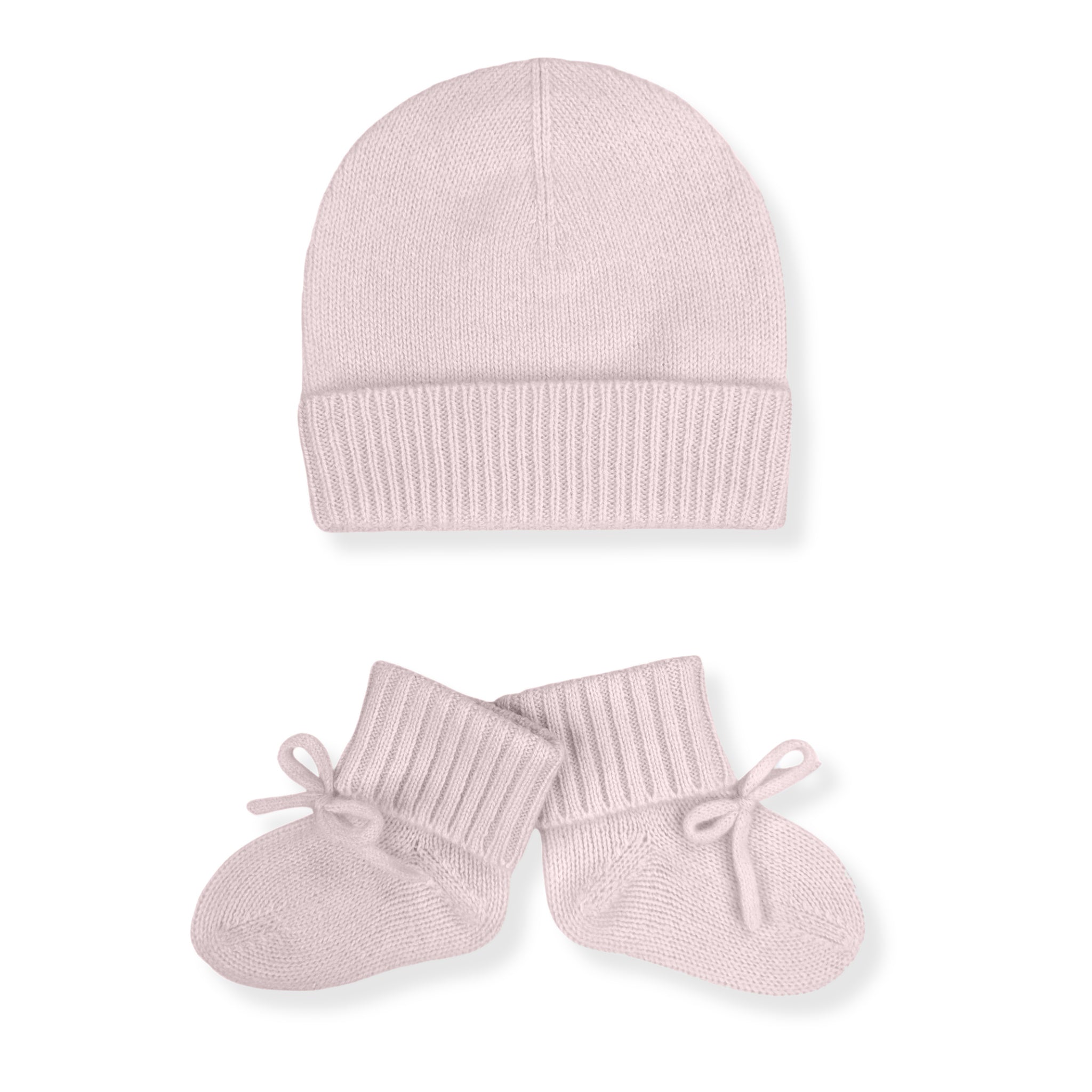 'Stepping Out in Style' Cashmere Baby Beanie & Booties (Pink)