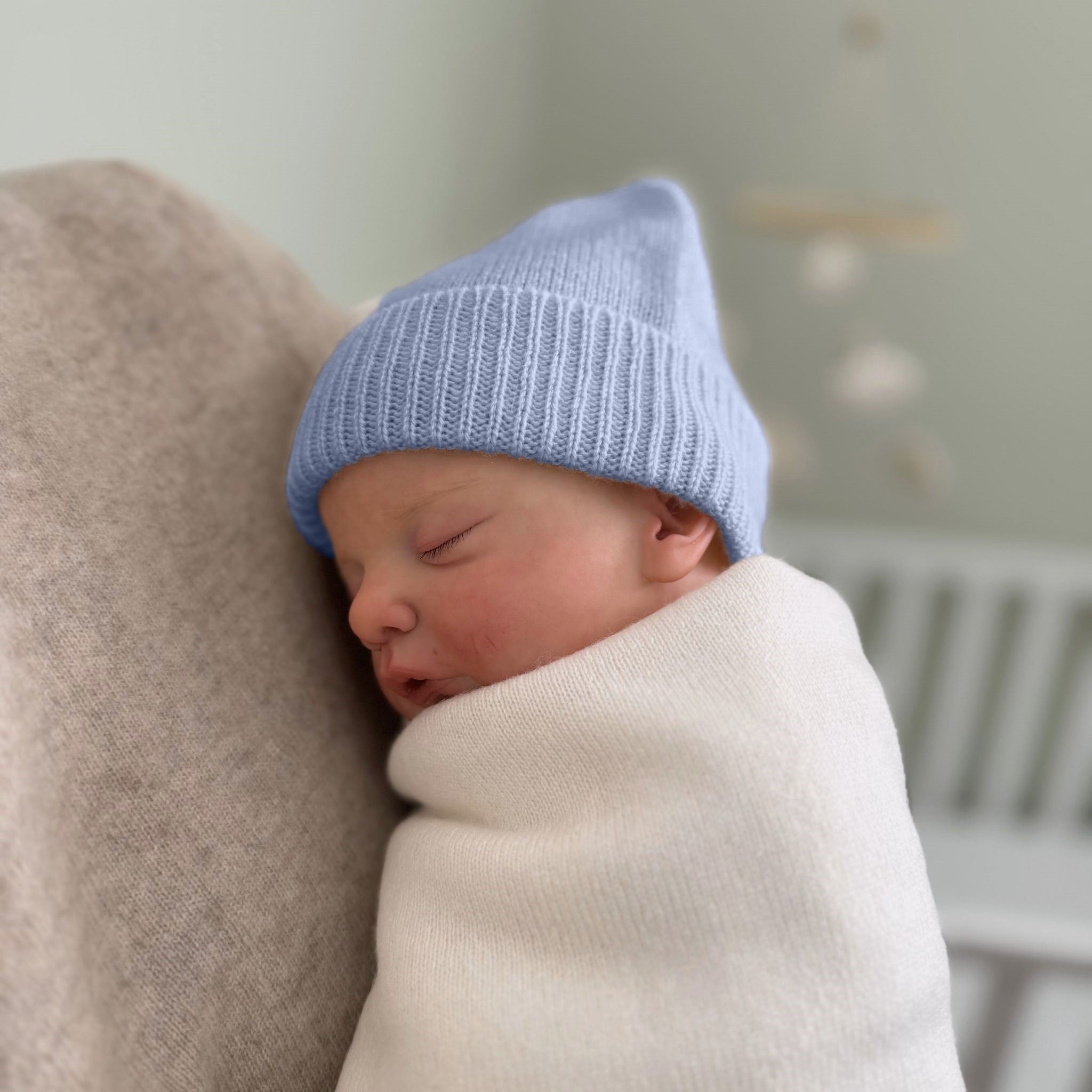 'Stepping Out in Style' Cashmere Baby Beanie & Booties (Blue)