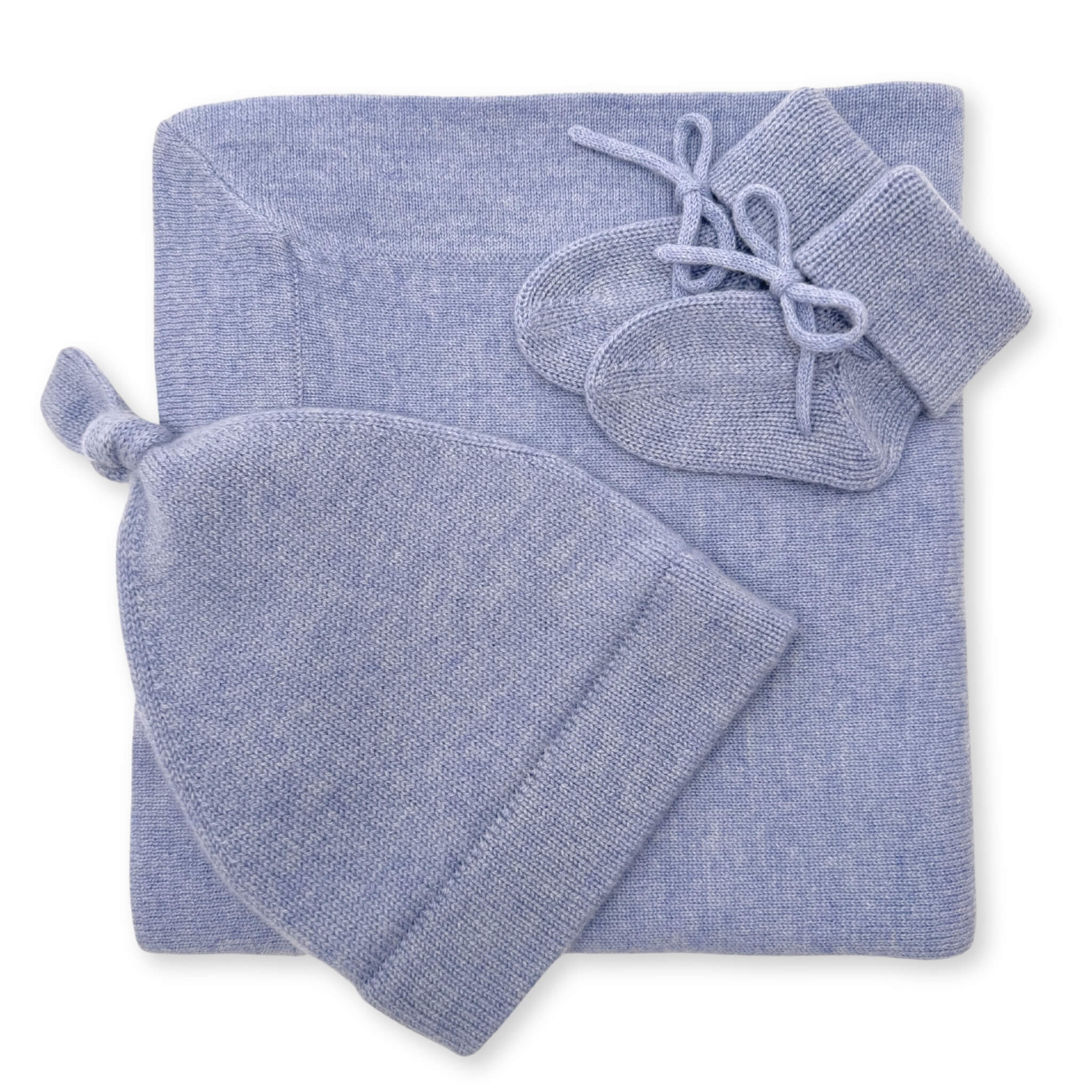 'A New Love' Luxe Knit Cashmere Baby Blanket, Beanie & Booties Gift Set (Blue)