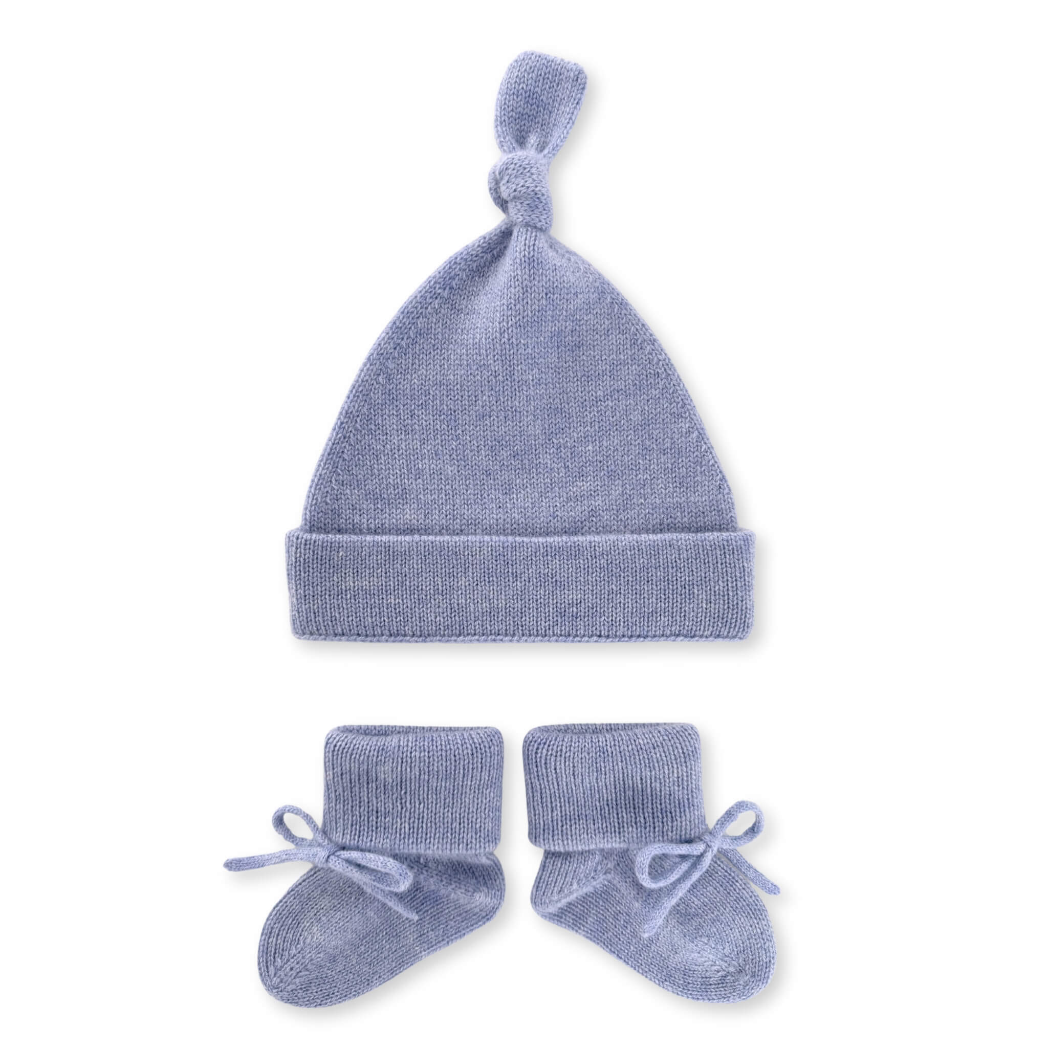 Cashmere baby beanie and booties in blue