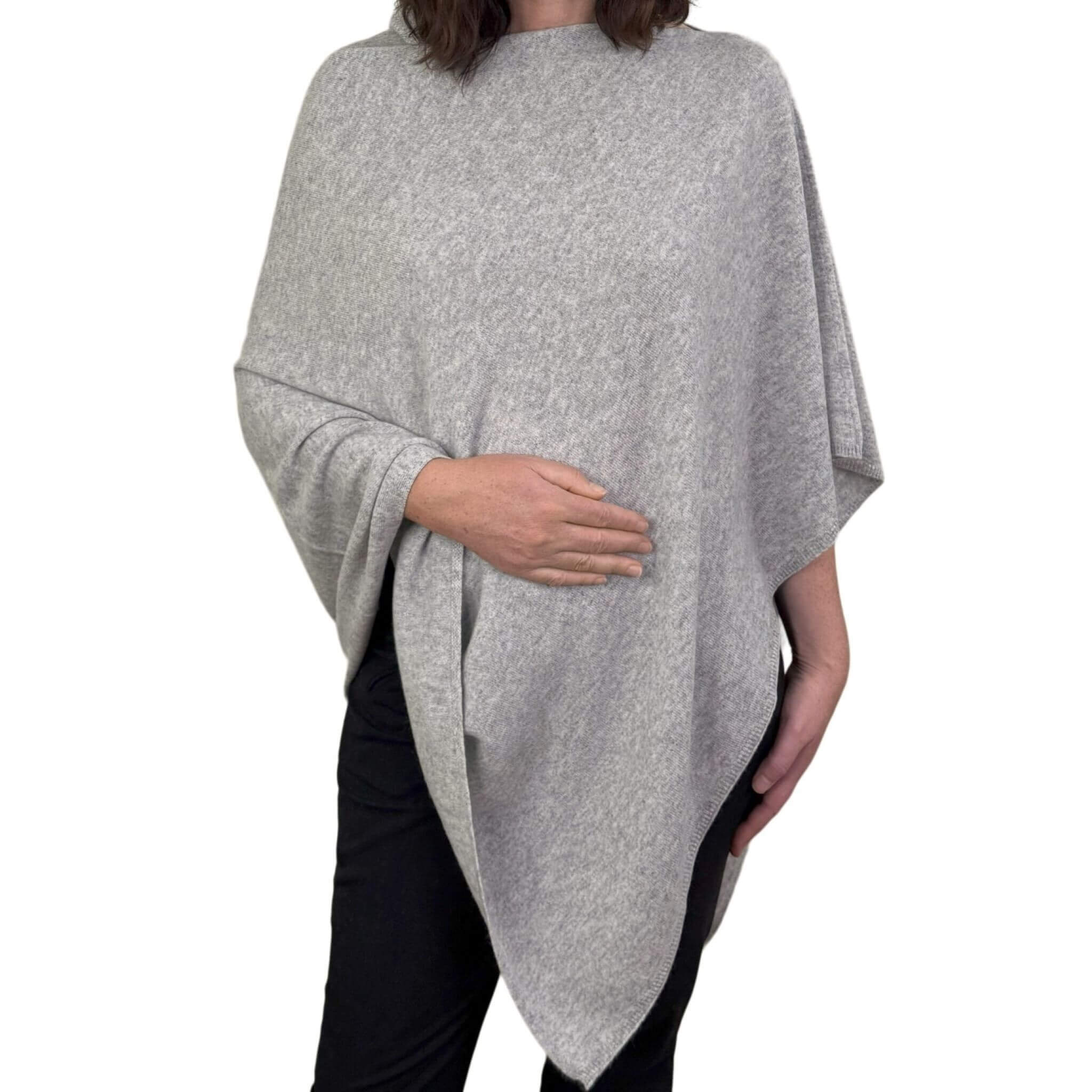'For Mom and Me' Cashmere Nursing Shawl & Baby Blanket Set (Light Gray)