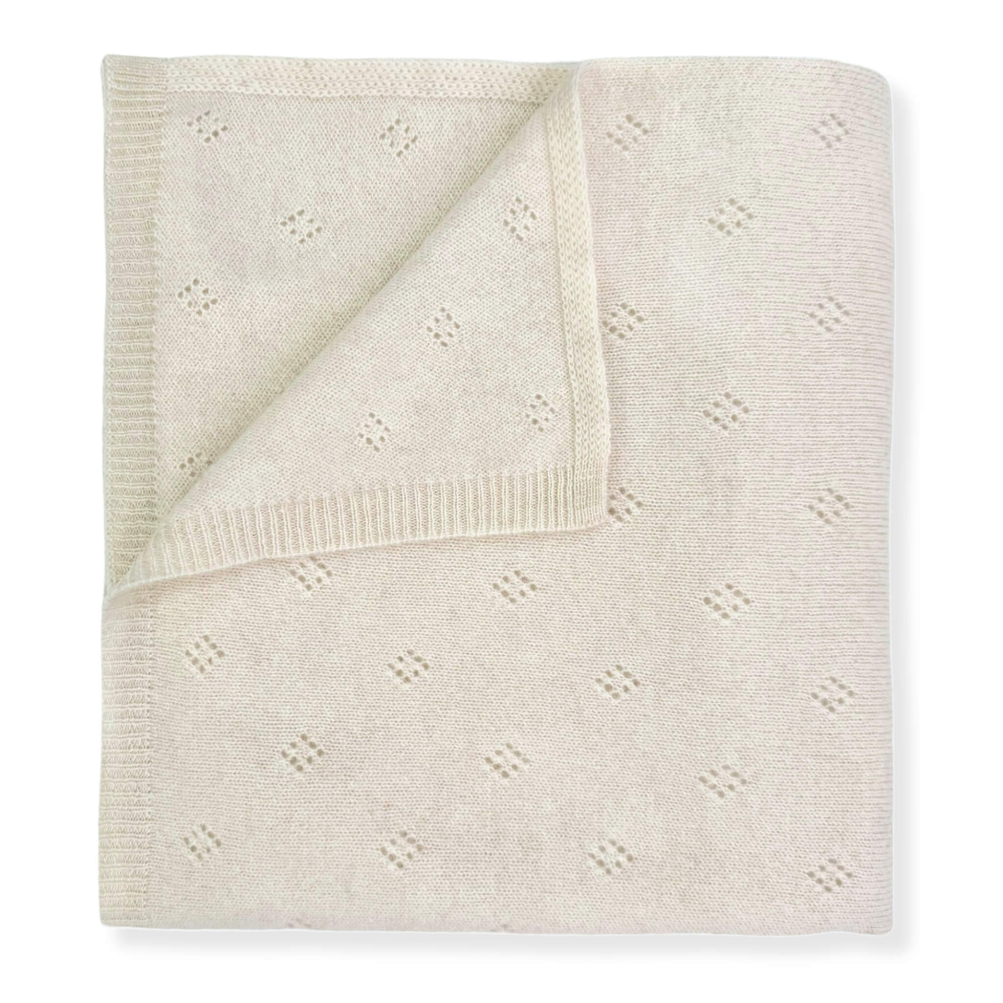 'Heirloom Moments' Pointelle Cashmere Baby Blanket (Natural)