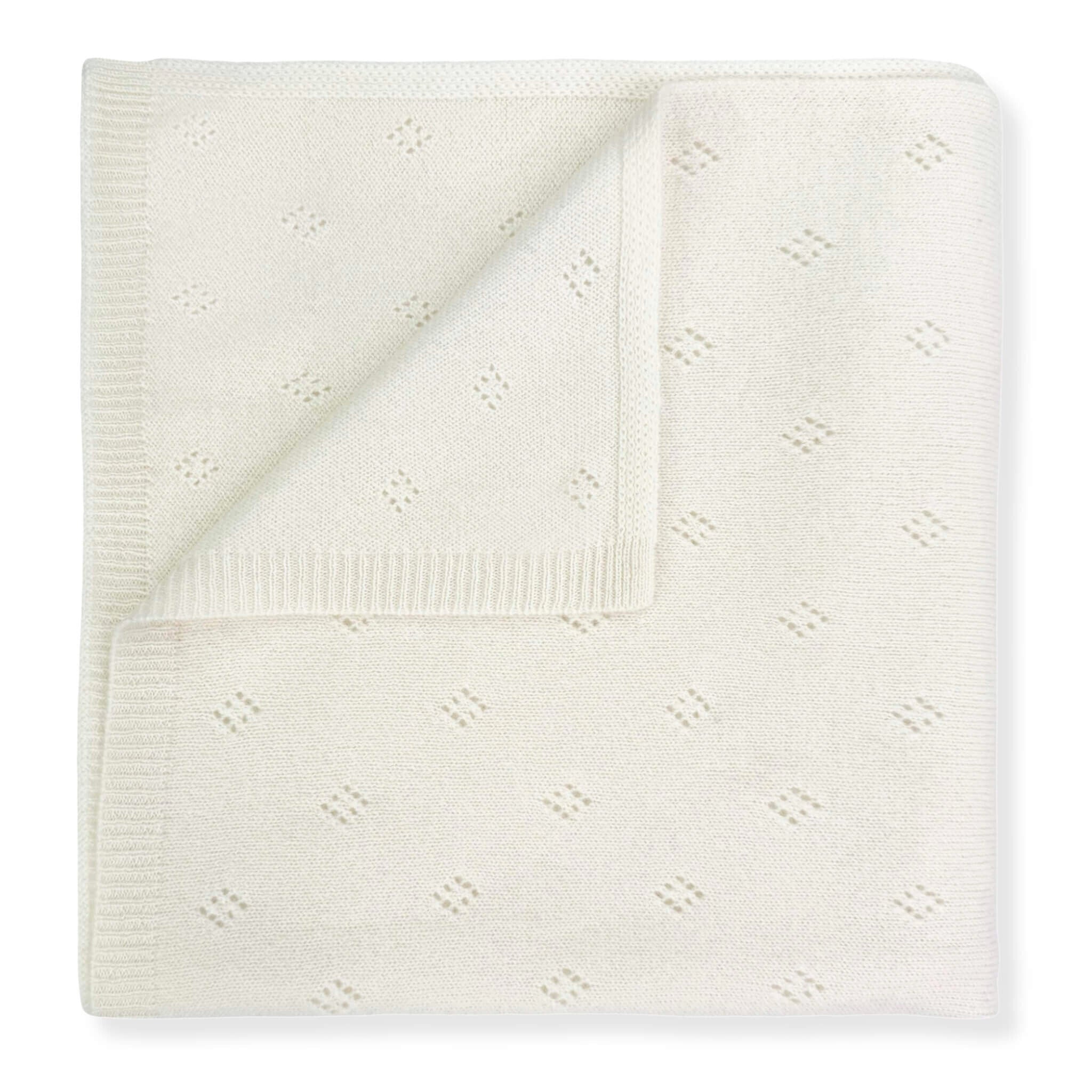 'Heirloom Moments' Pointelle Cashmere Baby Blanket Cream