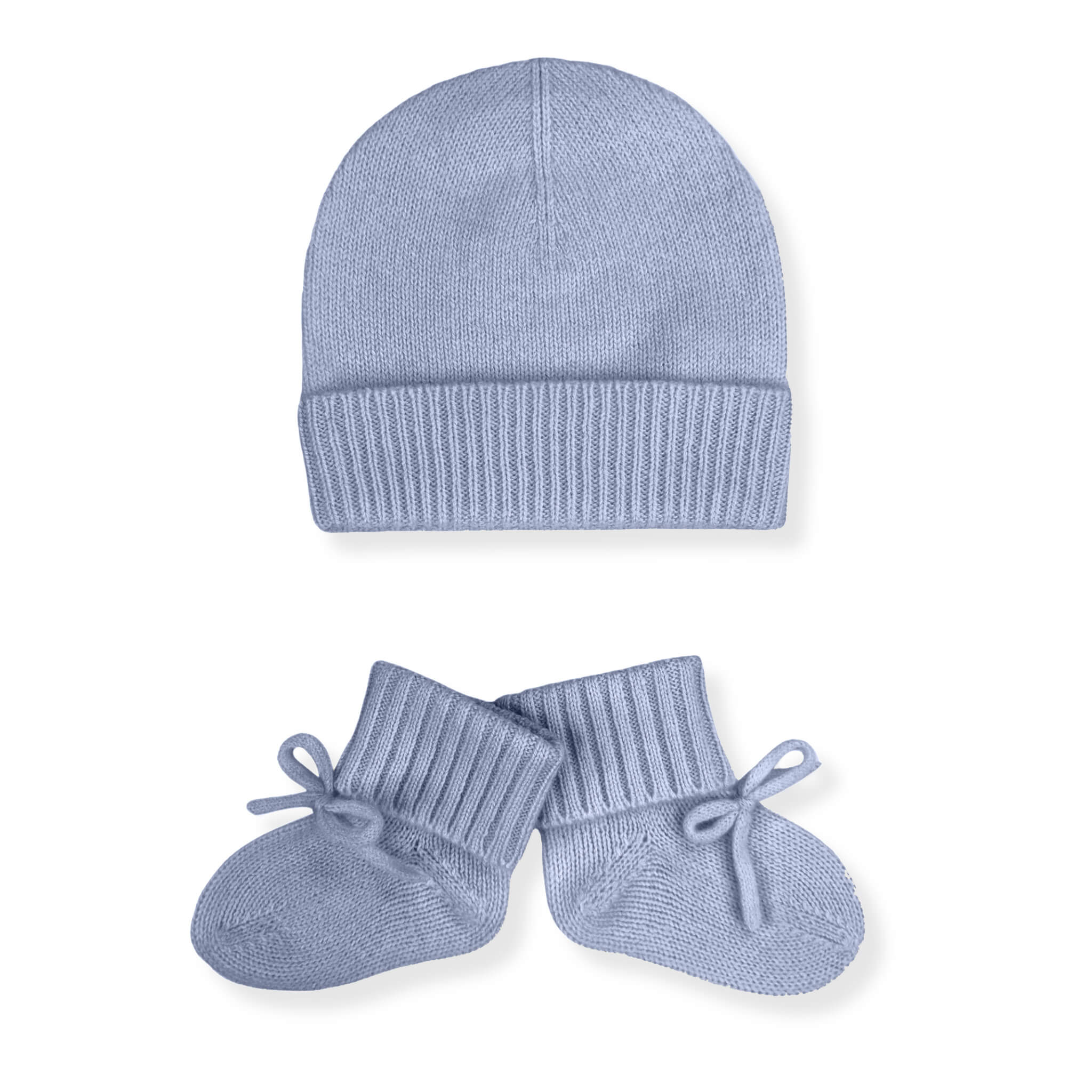 'Stepping Out in Style' Cashmere Baby Beanie & Booties (Blue)