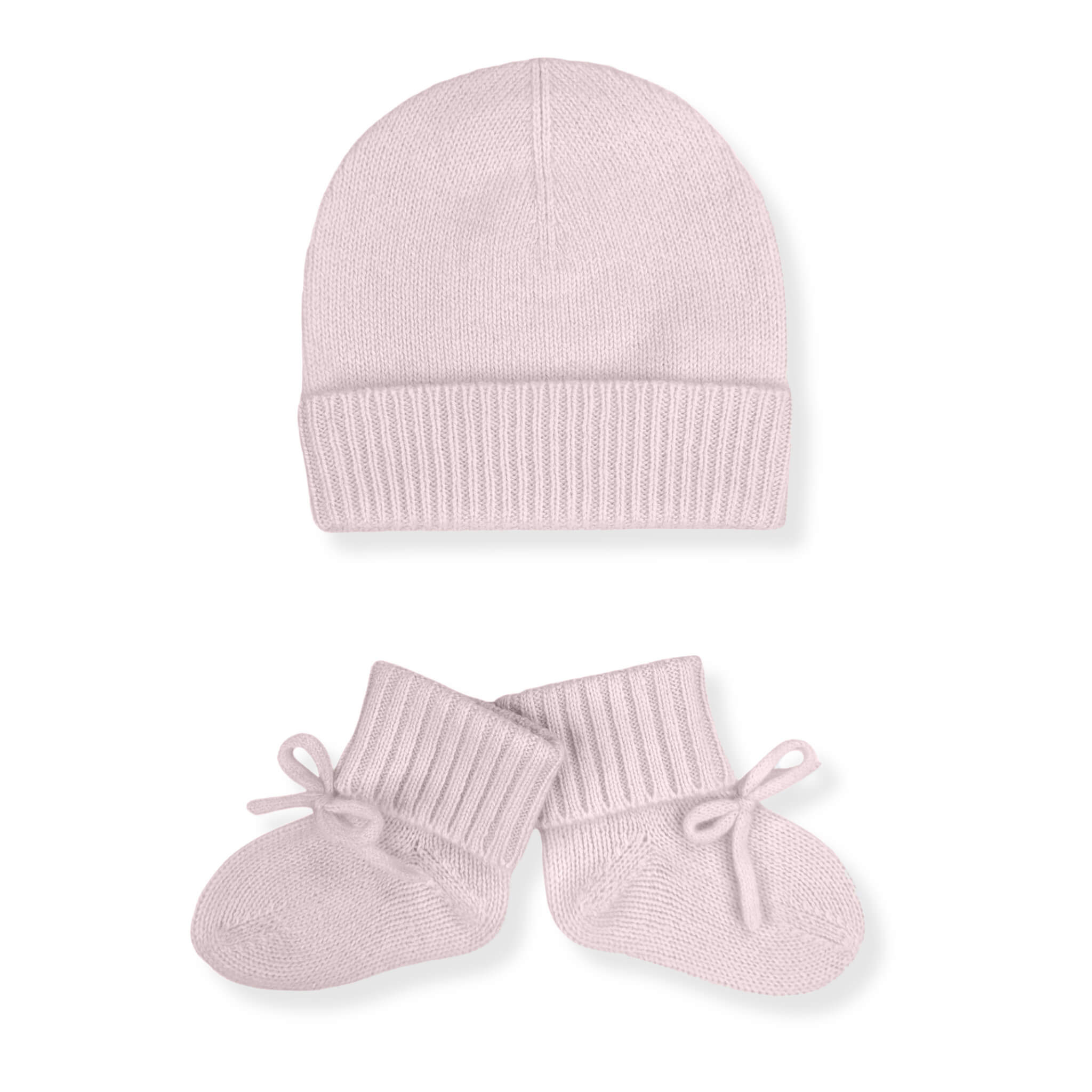 'Stepping Out in Style' Cashmere Baby Beanie & Booties (Pink)